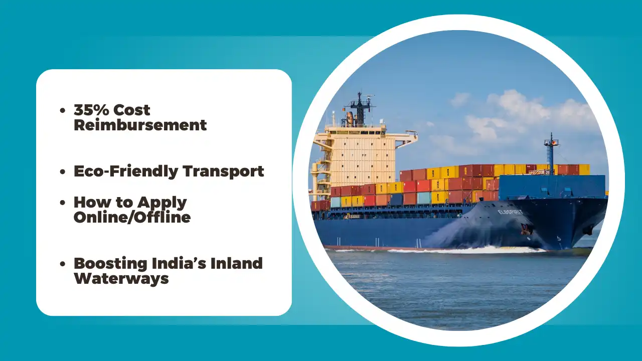 Jalvahak Scheme: Ship with containers sailing. The main points of the scheme